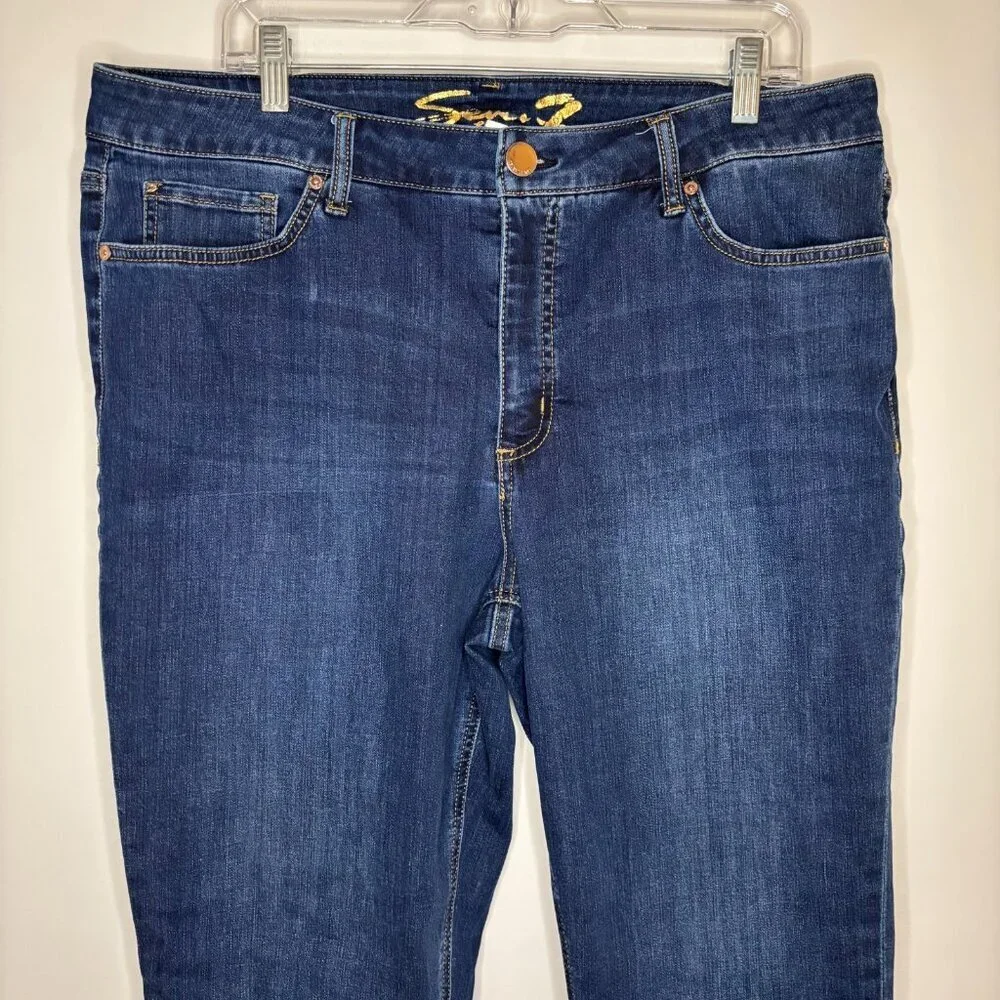 SEVEN7 Jeans Womens 16 High Rise Slim Straight Stretch 5 Pocket Denim Raw Edge